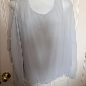 Chico’s Fashions Light Gray Sheer Long Sleeve Blouse